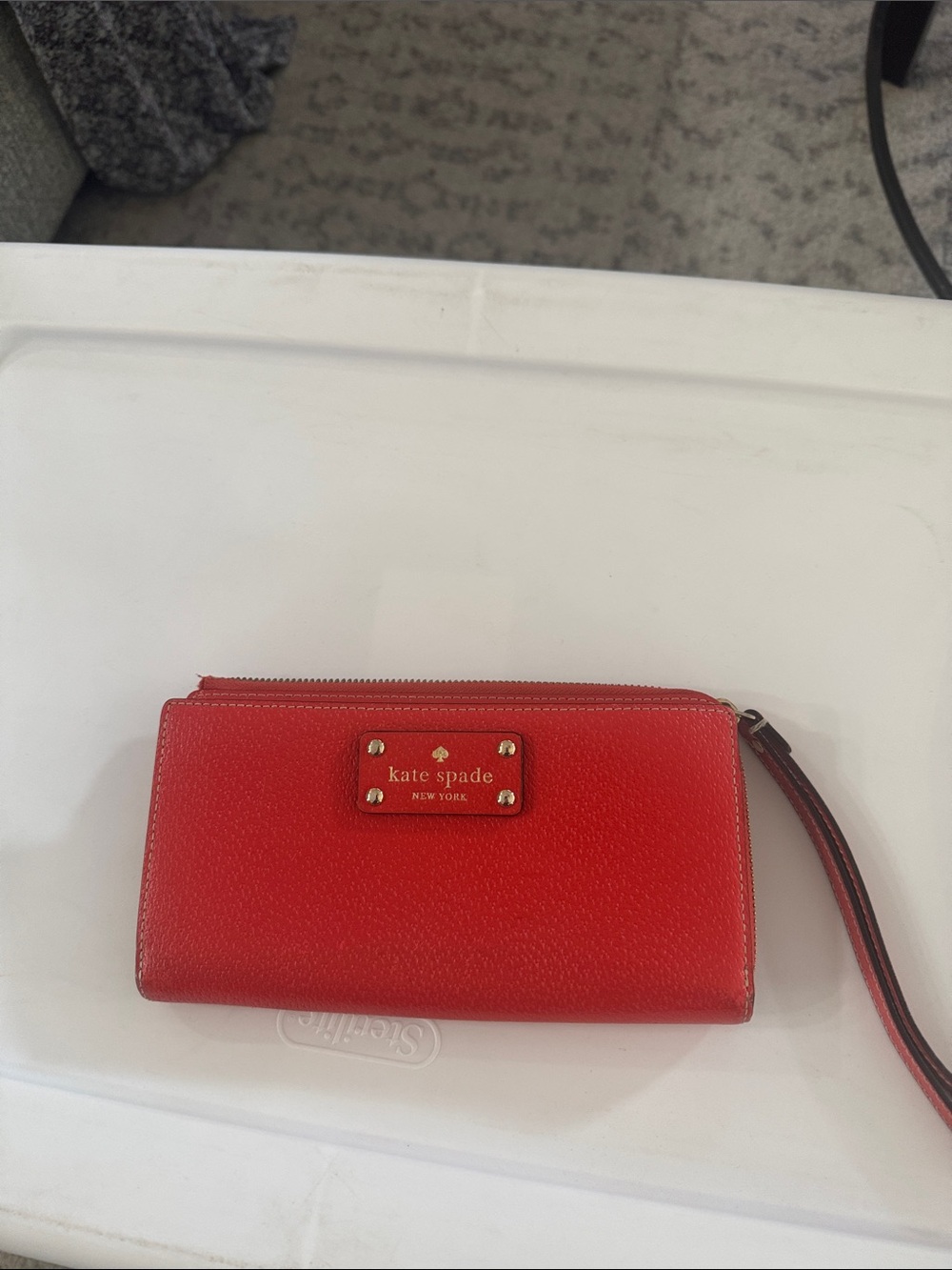 kate spade Red Pebbled Leather Wristlet